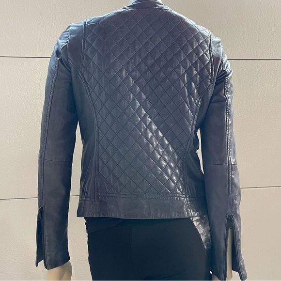 Massimo Dutti Quilted Leather Moto Jacket - Picture 7 of 13